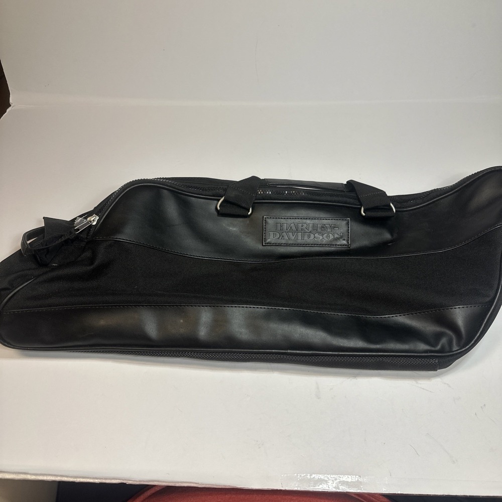Harley-Davidson Black Canvas Leather Travel Duffel Bag Weekend Gym Carry On 22"